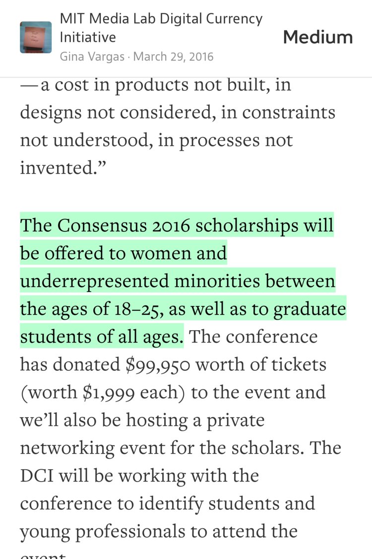 “The Consensus 2016 scholarships will be offered to women and underrepresented minorities between the ages of 18–25, as well as to graduate students of all ages.…” from “More than $100K in Diversity and Inclusion Scholarships and Support for Consensus 2016” by Gina Vargas.