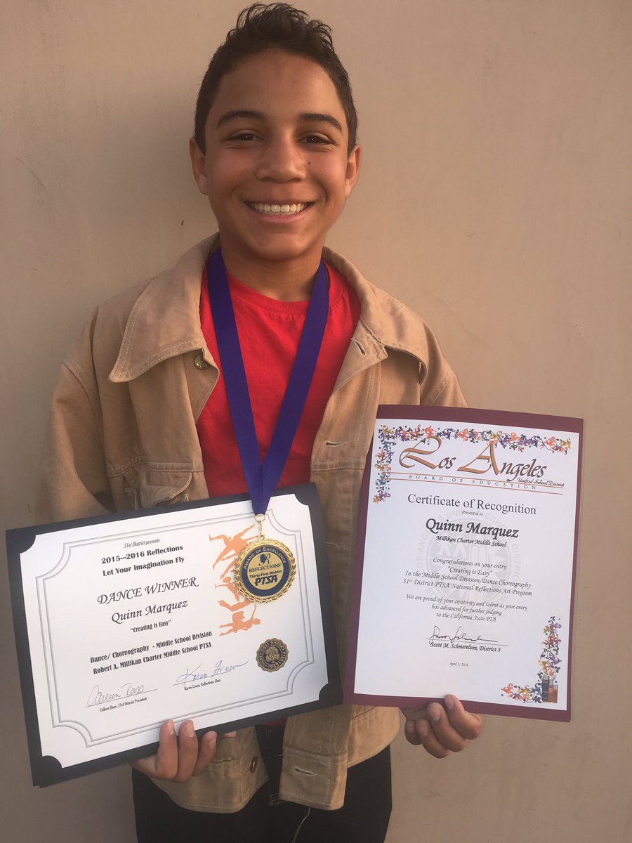 NitaMarquez's tweet photo. Congrats to my son #QuinnMarquez 4 being awarded 4 #DanceChoreography by the #CalStatePTA #ReflectionsProgram! https://t.co/5FTFABGG6Q