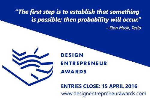 GoodDesignAus's tweet image. Got a good idea? Need funding? 
Enter the Design Entrepreneur Awards now at:
designentrepreneurawards.com 
#entrepreneur