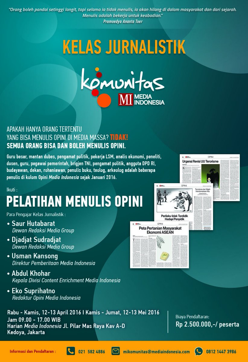 Semua Orang Boleh Menulis Opini, Ikuti Pelatihan Kelas Jurnalistik di mediaindonesia.com #KelasJurnalistik