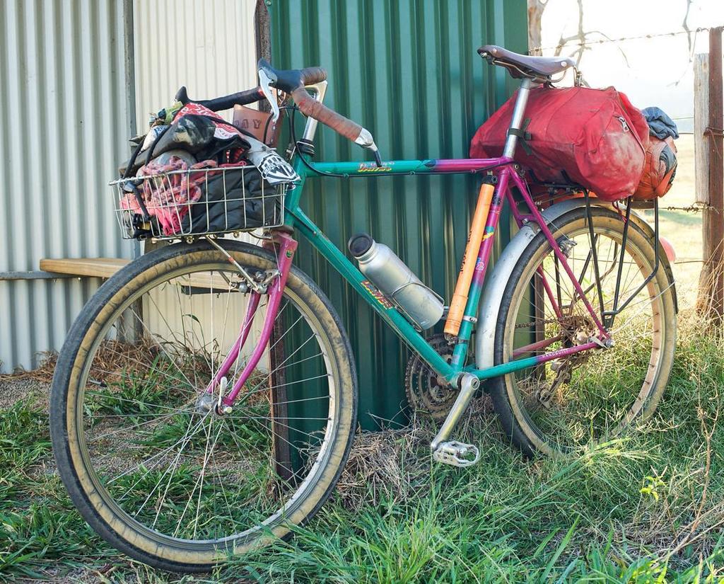weBikepacking's tweet photo. tinkerbikes / The best in the business, @murraywatson 's all-road Dawes technicolor masterpiece.
#bikepacking #retr… https://t.co/elbt5kgRQL