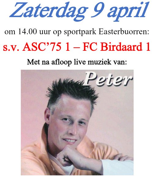 Oankommende saterdei: