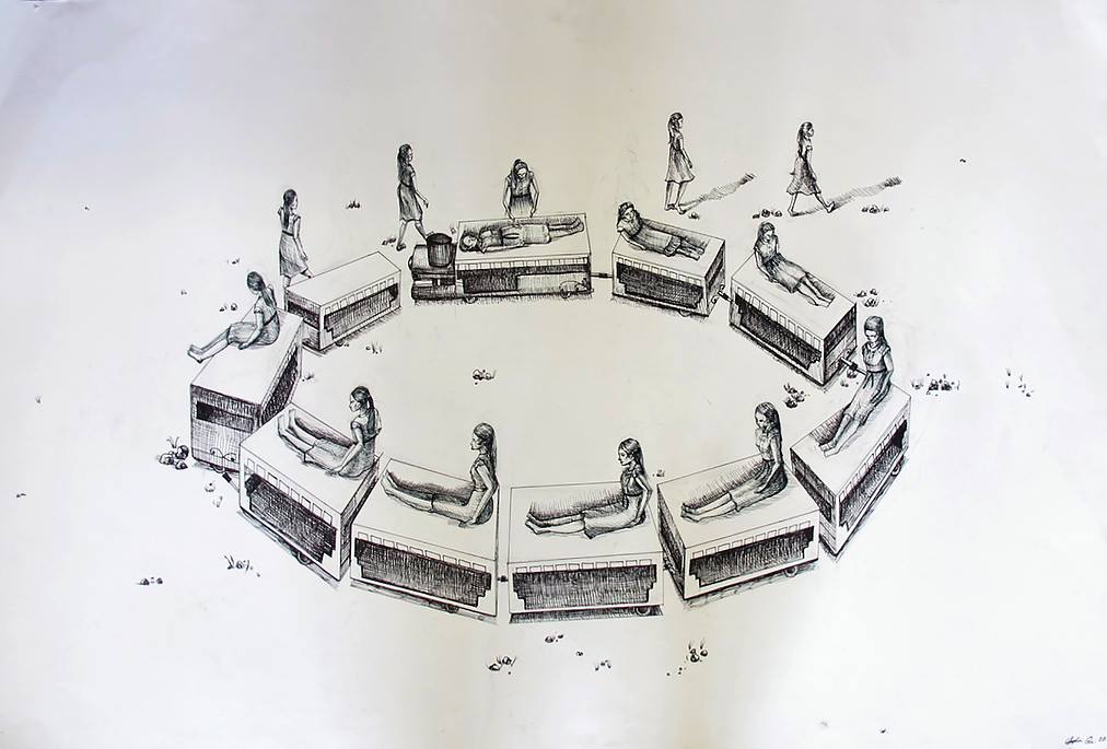 NATIONAL MEDALIST: Senior Sophia Qin's drawing, Conveyor Belt, won silver in 2016 Scholastic Art &amp; Writing Awards.