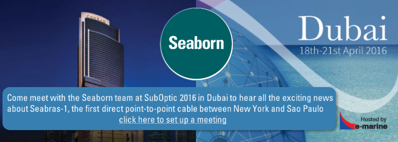 Seabornnetworks's tweet photo. Meet with Seaborn Networks at SubOptic 2016 https://t.co/XJspAhhdUt https://t.co/Y0uKjo89Wp