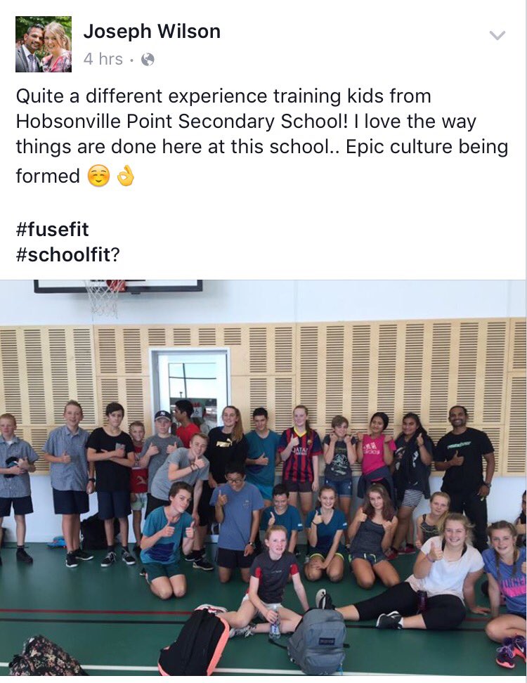 Awesome to have Joseph from FuzeFit working with our kids for Big Projects today! Powerful partnerships <a href="/HPSSchool/">Hob Point Sec School</a>