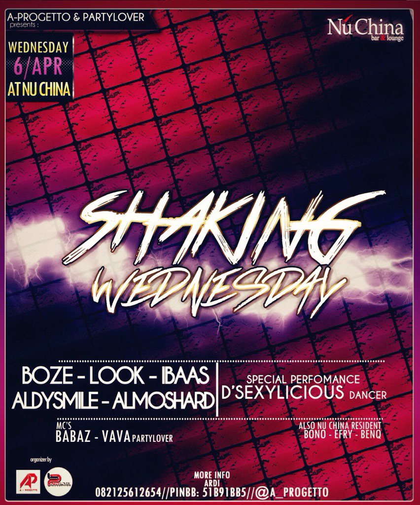 Malam ini <a href="/NuChina_Jakarta/">NuChina_Jakarta</a> w/ <a href="/mrantoo/">BOZE</a> &amp; <a href="/A_Progetto/">A-Progetto</a> #Yakaligakuy #Salamkosmiklove 👻