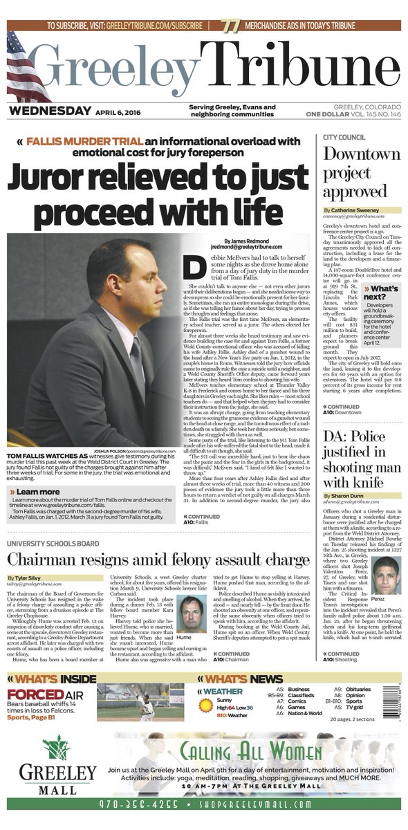 GreeleyTribune's tweet photo. #Fallis murder trial was information overload with emotional cost for jury foreperson. More Wed. @GreeleyTribune https://t.co/6xus14rh1B