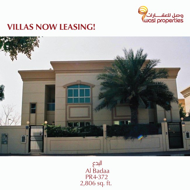 waslgroup's tweet photo. Available for rent 3BR Villas in #AlBadaa (size: 2,806 sq.ft &
price 195,000 AED). Call 8009275 https://t.co/rqKiWZ8uk0