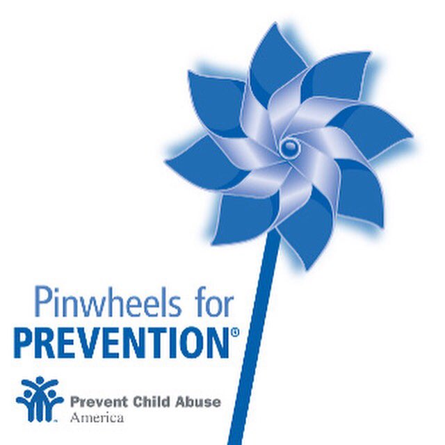 April is Child Abuse Prevention Month!  Blue pinwheels represent a commitment to recognize and report child abuse.