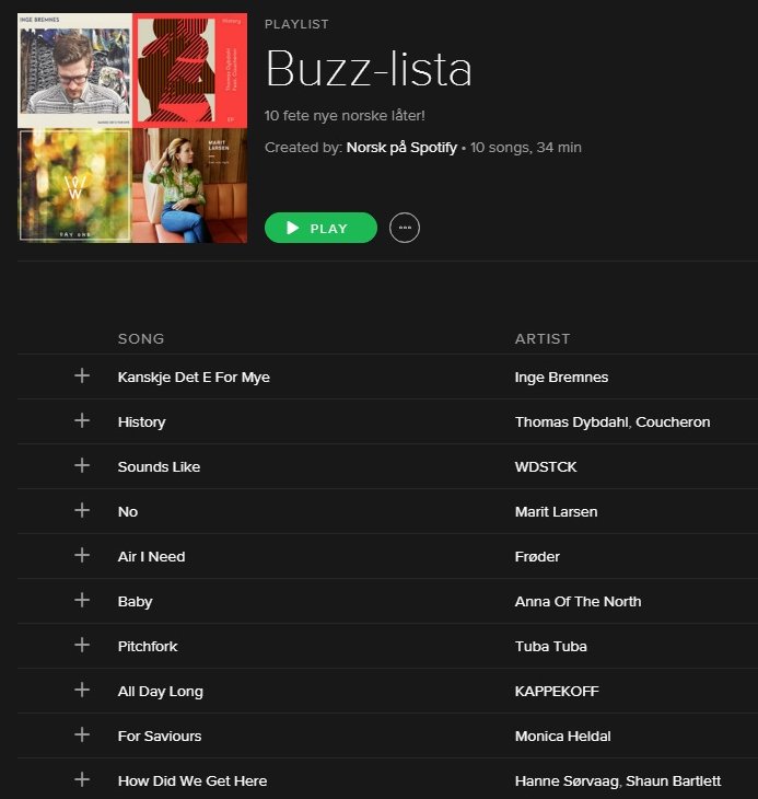 npsmusic's tweet photo. Ny uke og NY buzzliste. Sjekk ut på: https://t.co/pLqtH4ECZT
Med artister som @ShBartlett og @thomasdybdahl m.m. https://t.co/uffmNhMV3V