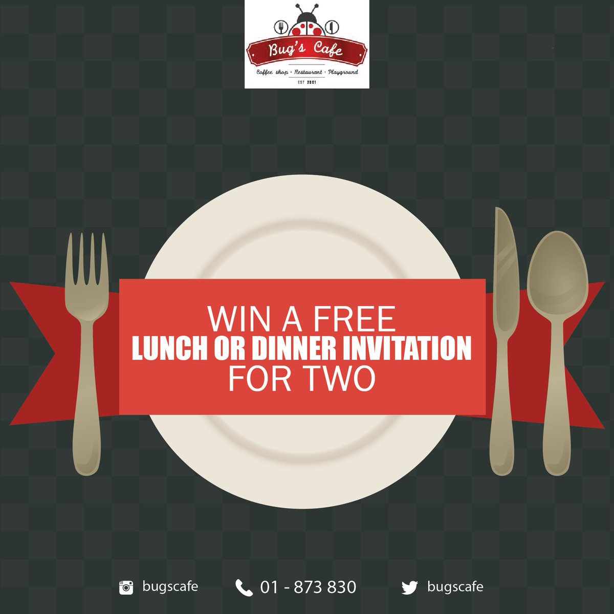 bugscafe's tweet photo. Join Our Facebook Competition And WIN A Free Lunch Or Dinner Invitation For Two
#bugscafe #lebanon #win #free https://t.co/D0QsYNlCdU
