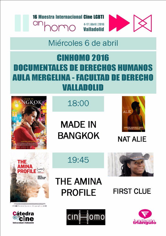 Programación 6 abril #CINHOMO #Valladolid
<a href="/3Asesvino/">3 Ases</a> <a href="/piedrawines/">Estancia Piedra SL</a> @Inmawine <a href="/energeticacoop/">Energética Coop ⚡</a> <a href="/AFValladolid/">AFValladolid</a> <a href="/agonswim/">AgonSwim.com</a>