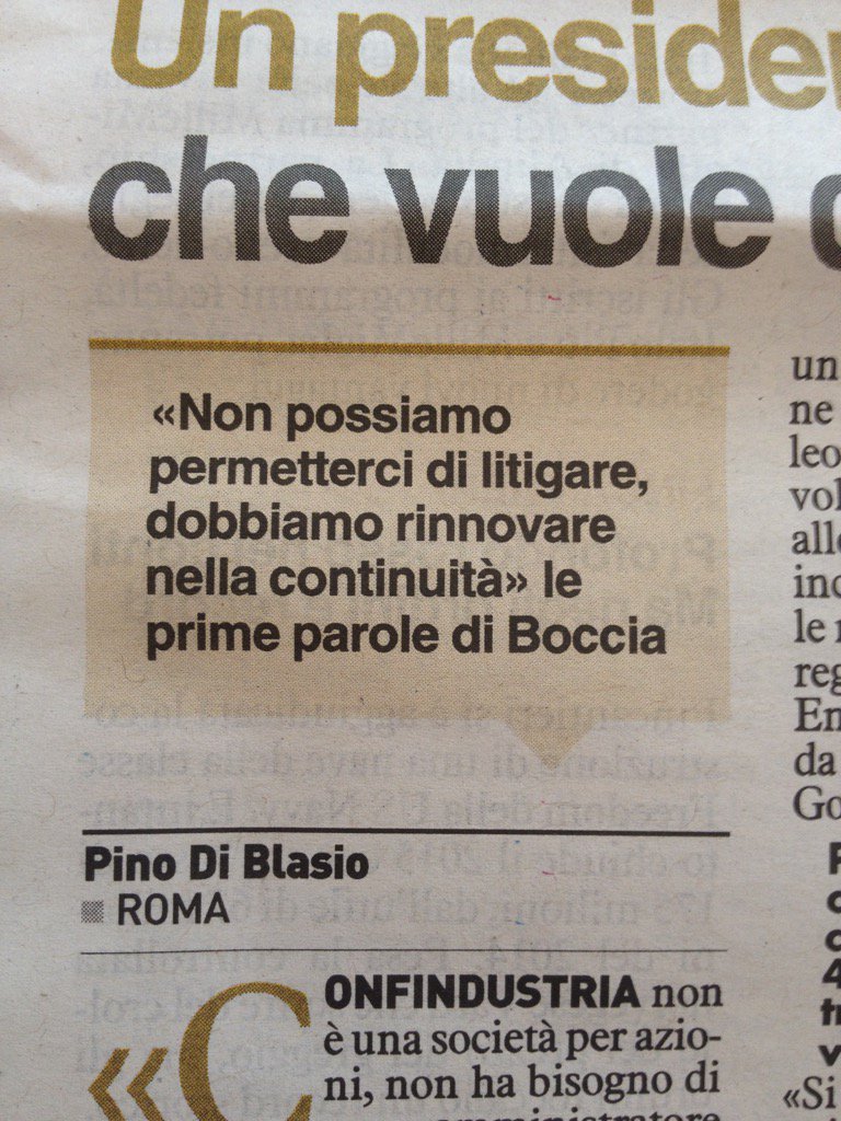miskatos's tweet photo. Le prime parole del presidente di Confindustria "rinnovare nella continuità" #tuttounprogramma https://t.co/aOMxcgWTFn