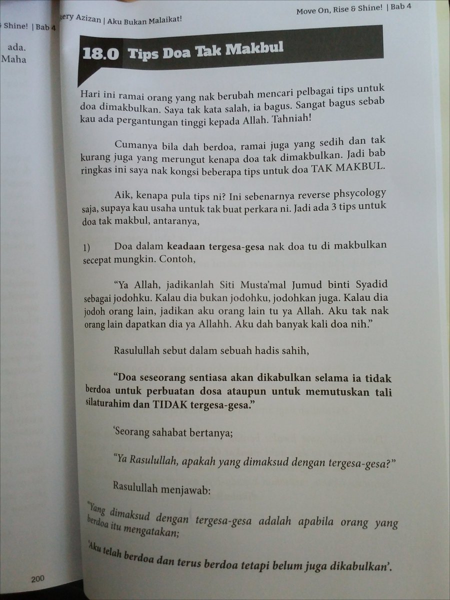 ASCTapah's tweet photo. Nak tahu sebab apa doa kita tak dimakbulkan? Ini jawapan dia. 

Oleh: 'Aku bukan Malaikat' (shukery azizan) https://t.co/LlLRKngOdU