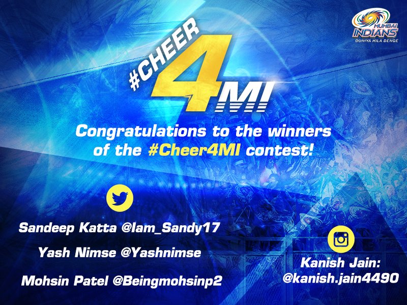 mipaltan's tweet photo. Here's the list of winners for #Cheer4MI contest!
Thank you Paltan for participating, there's more to come ;) https://t.co/77VDtUWlBt