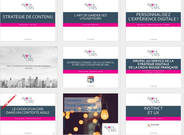 AgoraCMS's tweet photo. Les supports des conférences AgoraCMS sont en cours de publication à cette adresse : https://t.co/tLmXNTnXKA https://t.co/hfLEZmnESE