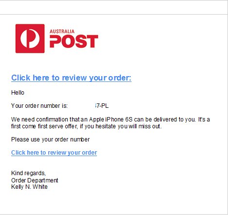 Mark_Giardini's tweet photo. @auspost Latest scam, pretty convincing! https://t.co/yzAtGtP7zx