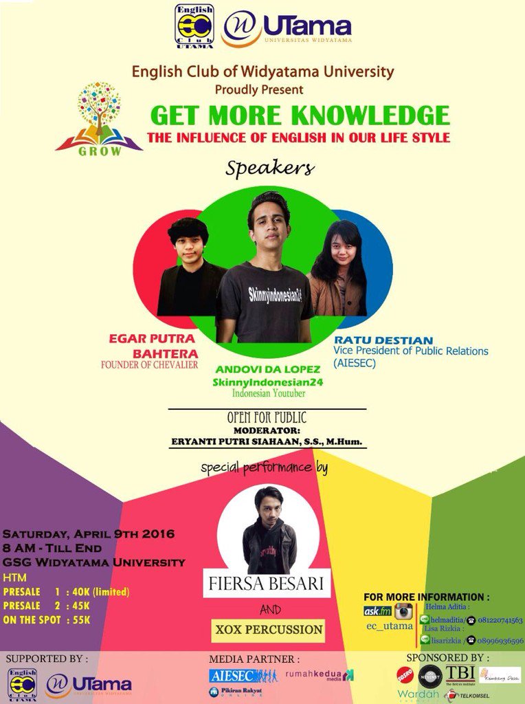 #GROW2016 Be sure to join us for our Seminar "the influence of english in our lifestyle" More info: @olf6527y (line)