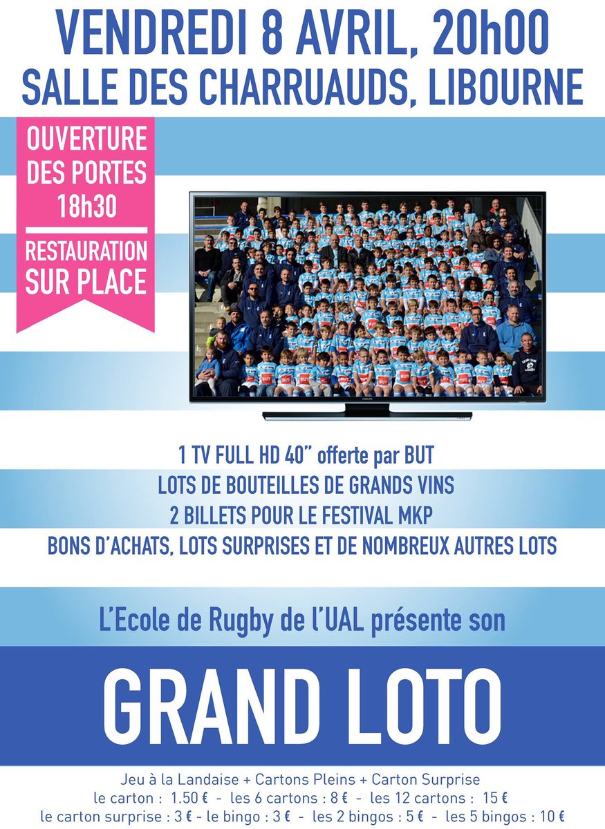 Le Grand Loto de l'Ecole de Rugby c'est vendredi ! Les petits Phénix comptent sur vous ! #Libourne #loto #TousPhénix