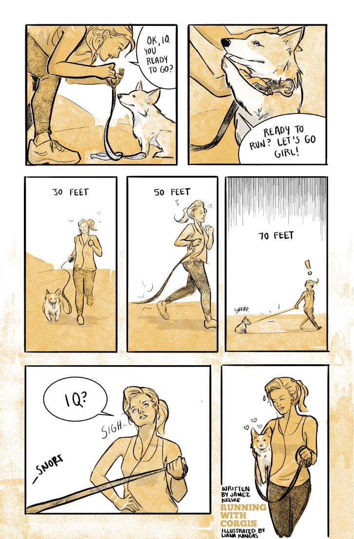 lianakangas's tweet photo. Full preview of running with corgis (written by @drjamezkelske) done along by using @BISHART's inking comics course. https://t.co/bia029wz4w