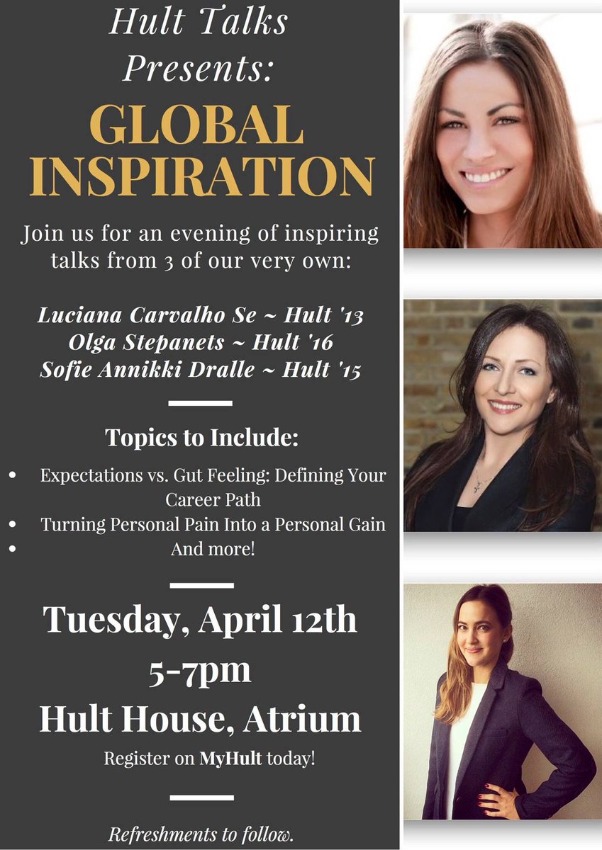 HultTalksLondon's tweet photo. Tuesday April 12th, come join us in hearing 3 inspiring talks from 3 different #Hult students! #HultTalks https://t.co/dPDDdoWNtq