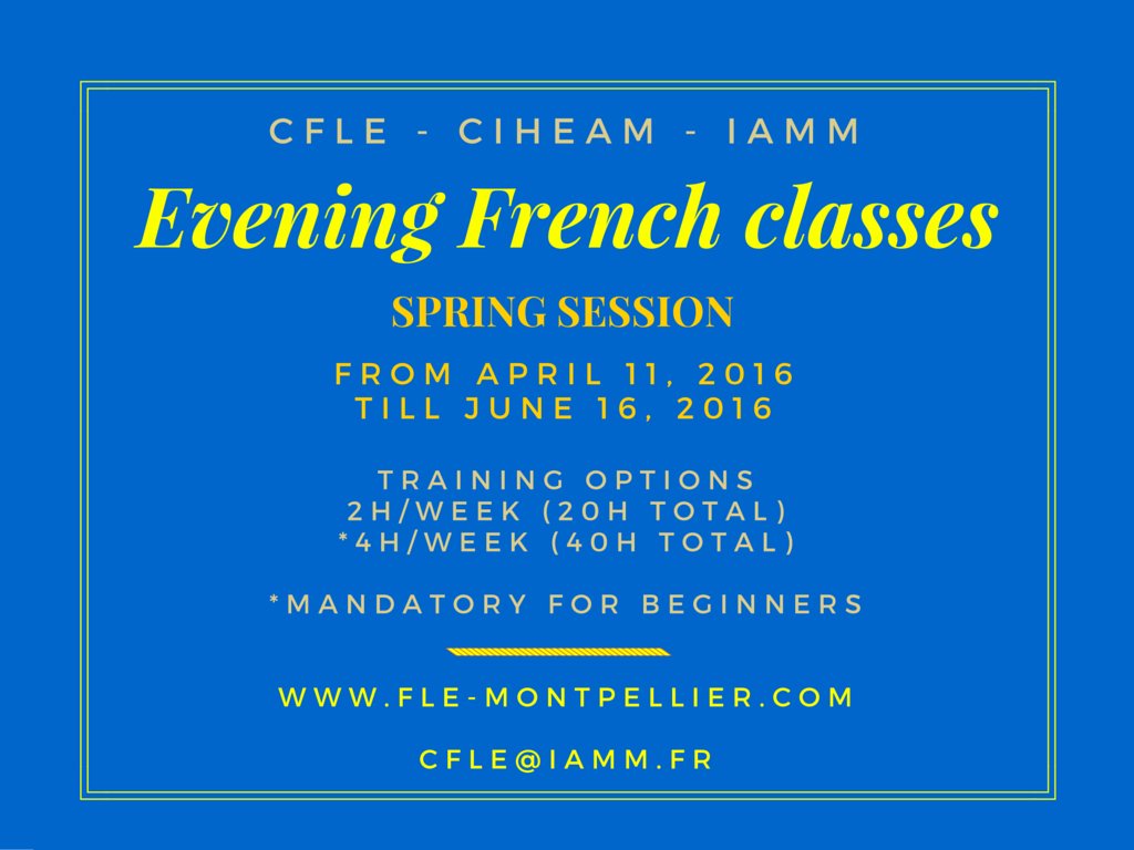 CIHEAMIAMM's tweet photo. CFLE-CIHEAM-IAMM. https://t.co/Y30eMZn422 @Label_FLE @CampusFrance @DiploMix #LabelFLE @w2YDAvid #FrenchCourses https://t.co/eXV7ohFrid