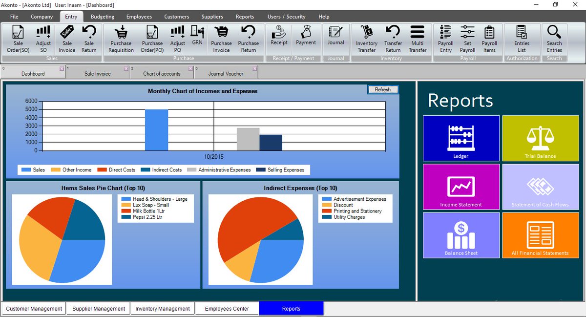 Using Akonto accounting software one can easily manage expenses by watching graphs