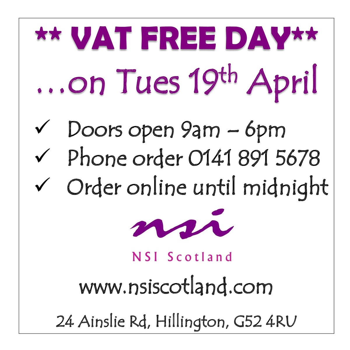 nsiscotland's tweet photo. The countdown is on... #VATfreeSale #DiscountBeauty #GlasgowBeauty #BeautyTherapy #ShareAway #BeautyCollege https://t.co/Hw4J0TLYX9