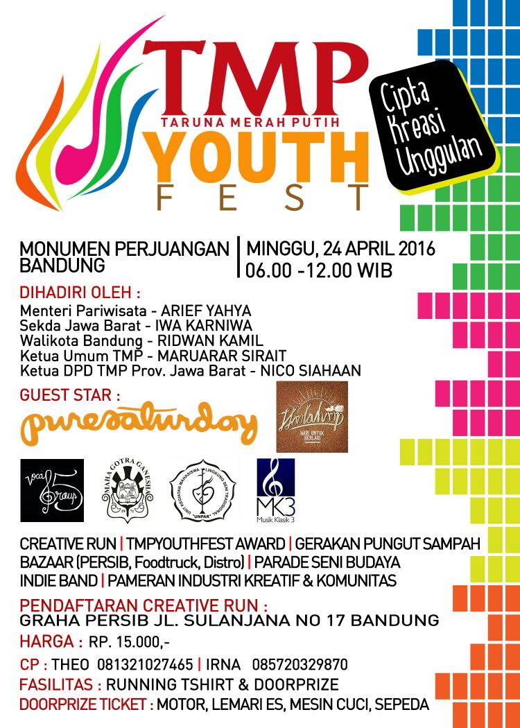 infobdg's tweet photo. Be ready! @tmpyouthfest_ creative run, bazaar, food truck, dll. Monju 24/4, Info 081321027465 #TMPyouthfest  https://t.co/RZIIqDKOUv