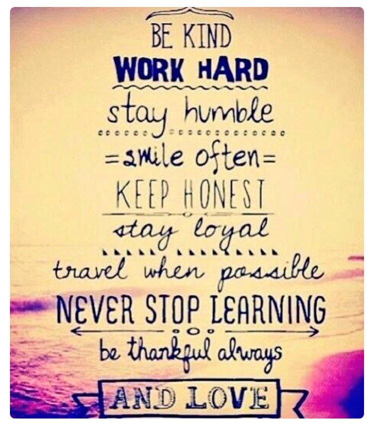 sammy_minch's tweet photo. #bekind #workhard #stayhumble #smileoften #keephonest #travelwhenpossible #neverstoplearning #bethankful #love ❤️💛❤️ https://t.co/S9bOqFG0Uu