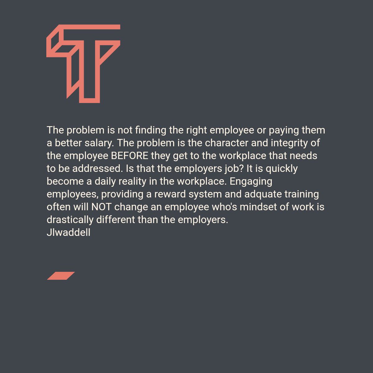 janmetra's tweet image. The problem with #employees #workforceproblems #integrity 
Please share your thoughts