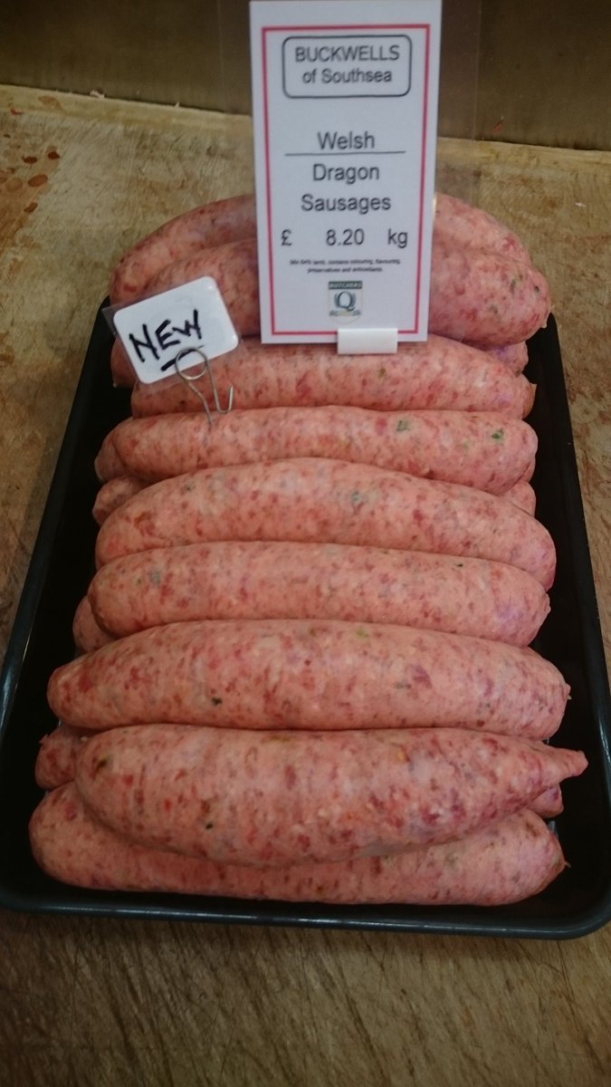 New sausage this week, 'Welsh Dragon' (lamb, chilli and leek) Staff had a tasting this morning and marked them 10/10