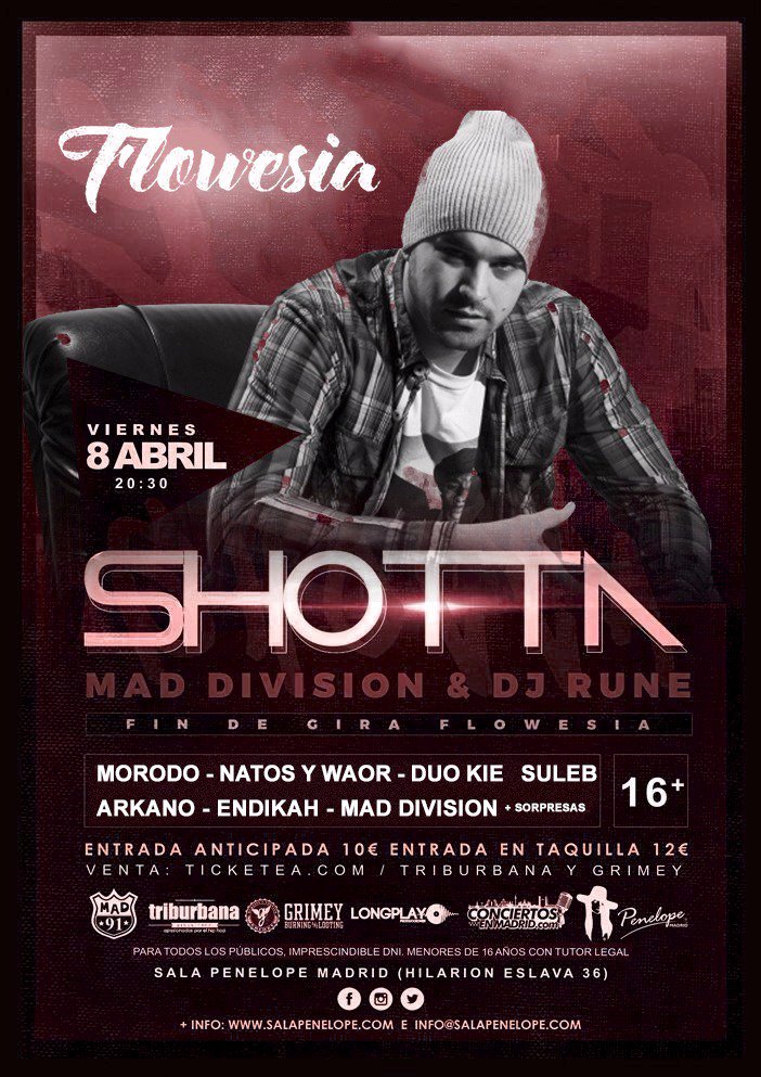 MAD91Familia's tweet photo. ¡2DIAS!@ShottaDestroy finaliza la gira #FLOWESIA en #MADRID con @DJ_Rune @mad_division @MorodoStyle @EndikahLMTYT... https://t.co/rj43JfGSdS