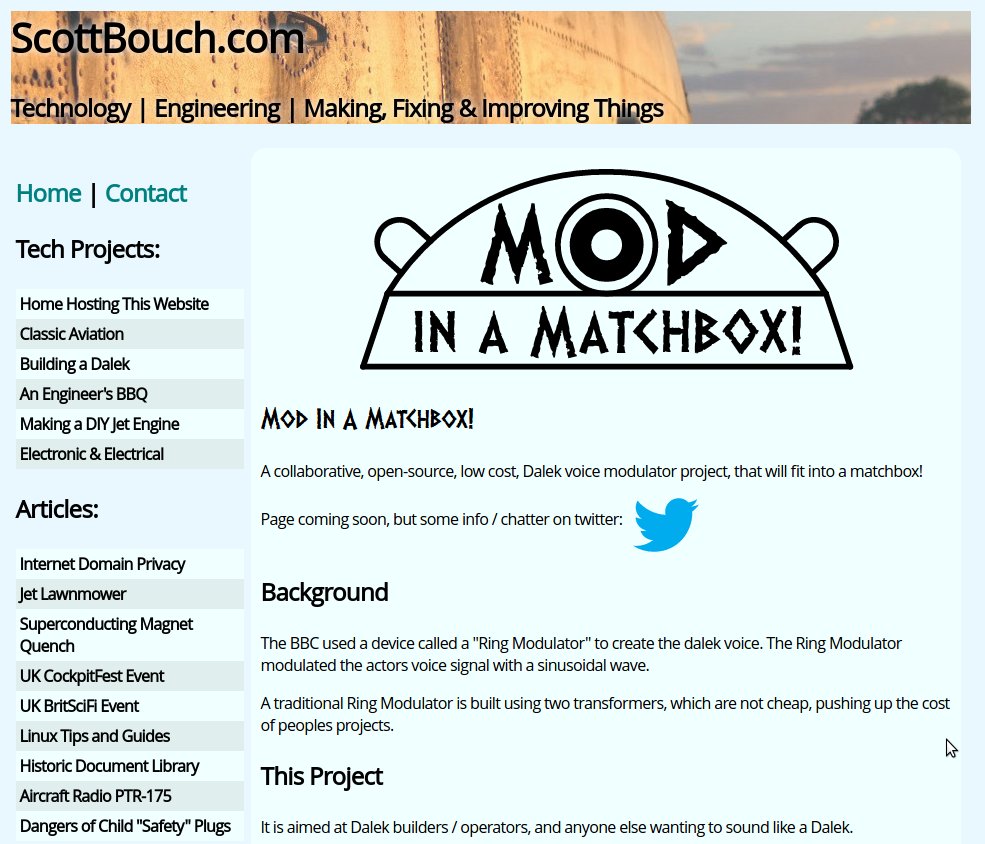 ModInAMatchbox's tweet image. Slight updates to the project web page, acknowledging contributors efforts:
scottbouch.com/mod-in-a-match…

#ModInAMatchbox