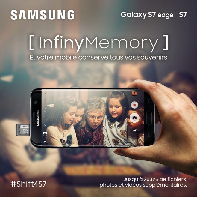 SamsungMaroc's tweet photo. Une #InfinyMemory pour conserver vos plus beaux souvenirs grâce à la mémoire extensible ! #GalaxyS7 #Shift4S7 https://t.co/QFDTeM7300