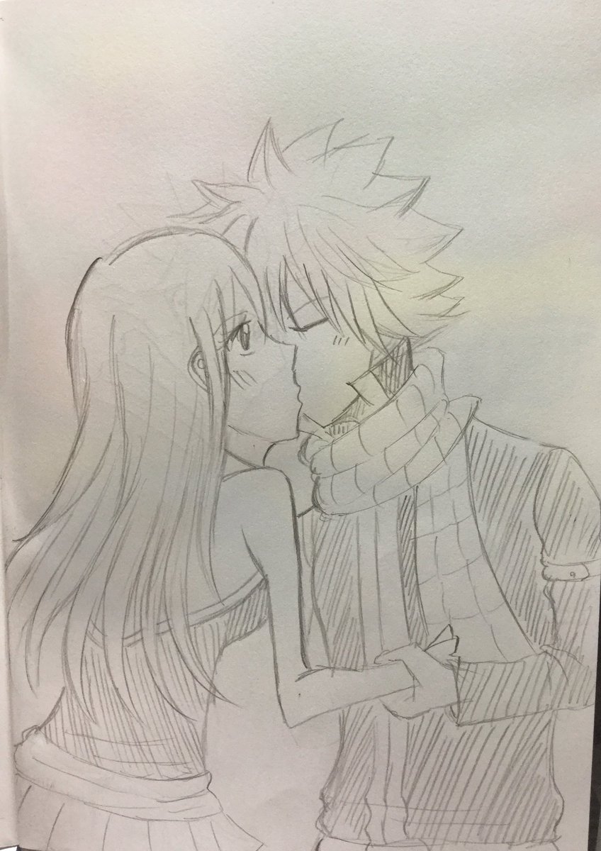 ユウ ナツルーキスしてるイラスト描いてみた ナツの髪型難しかった ナツルー T Co Xmzask7cxd