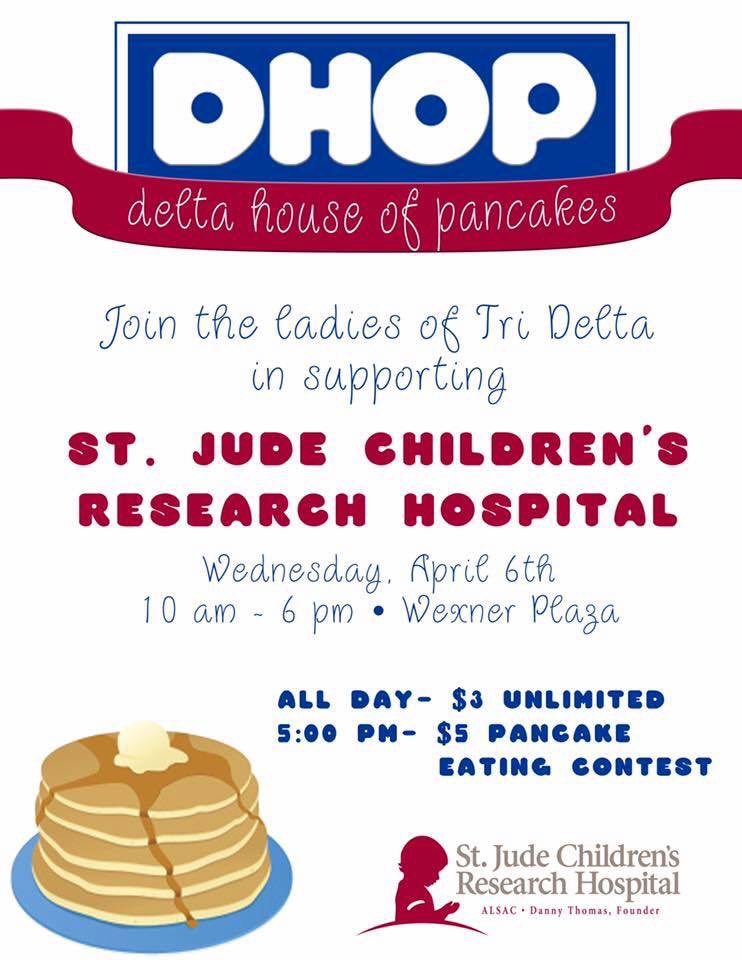 OSUTriDelta's tweet image. Come support St. Jude today on the Wex by eating some pancakes! #StΔcksOnStΔcksOnStΔcks