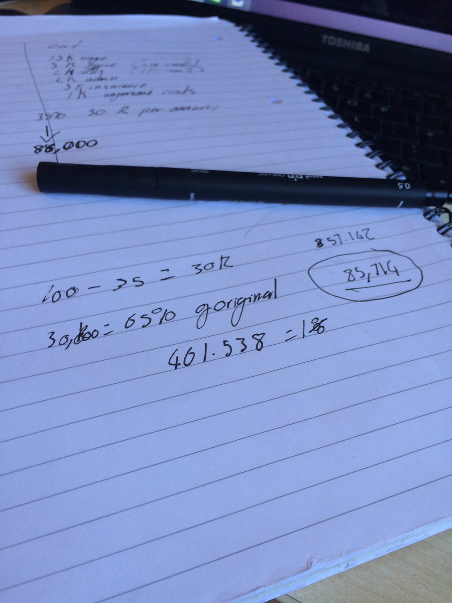 AMC_cairns's tweet photo. Reverse percentages to find out realistic income need I'm so confused #desent16 https://t.co/NJa43XPF7w