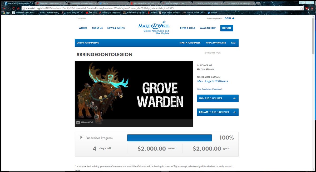 shadythought's tweet image. Over 2k raised for make-a-wish!!! Time to up the goal! @WarcraftDevs @Celestalon #mooseAWish #bringEgonToLegion #WoW
