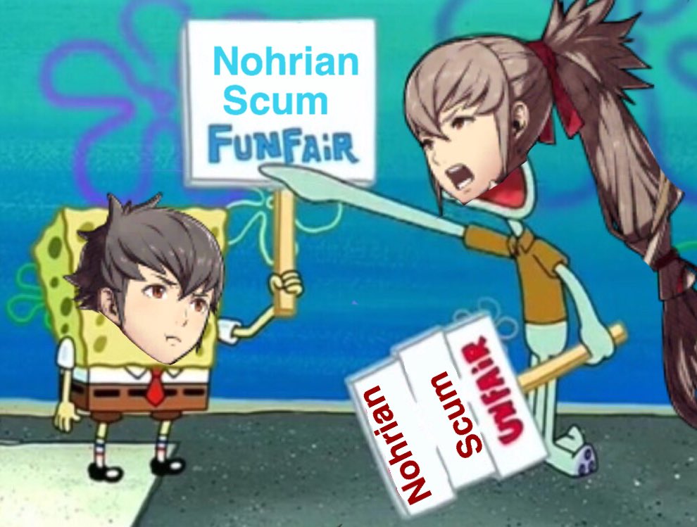 Takumi: "NOHRIAN SCUM IS UNFAIR, KING GARON IS IN THERE, STANDING AT THE-
DAMNIT KIRAGI IT'S UNFAIR NOT FUNFAIR."