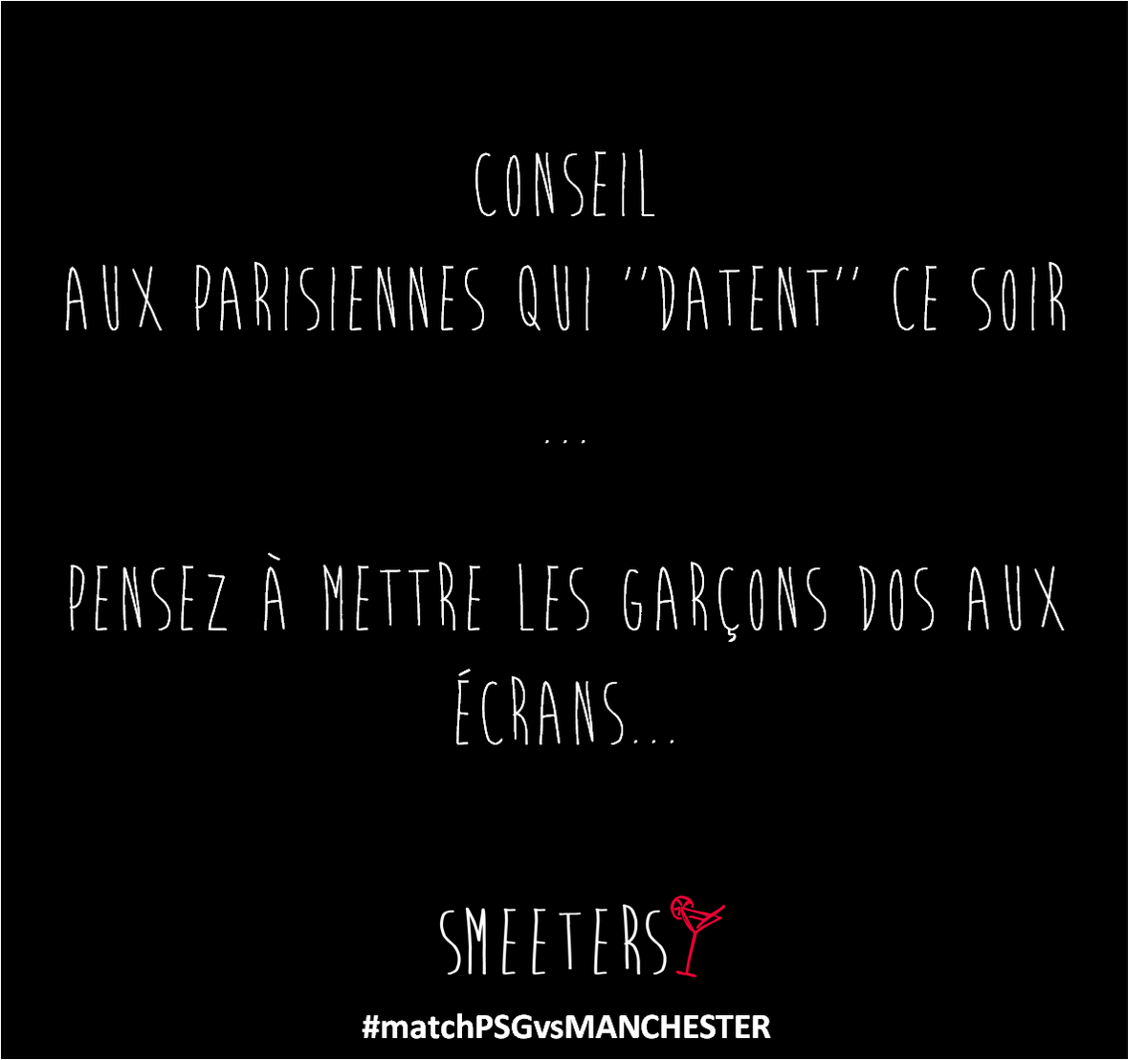 SmeetersFr's tweet photo. Mieux vaut prévenir que guérir ;)
#foot #PSGMCI #dating #rencontres https://t.co/OVlkhTYMS4