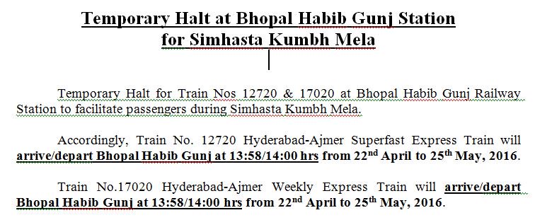 SCRailwayIndia's tweet photo. #TemporaryHalt at #BhopalHabibGunj Station for #SimhastaKumbhMela
@RailMinIndia https://t.co/CD5GfRDuHH