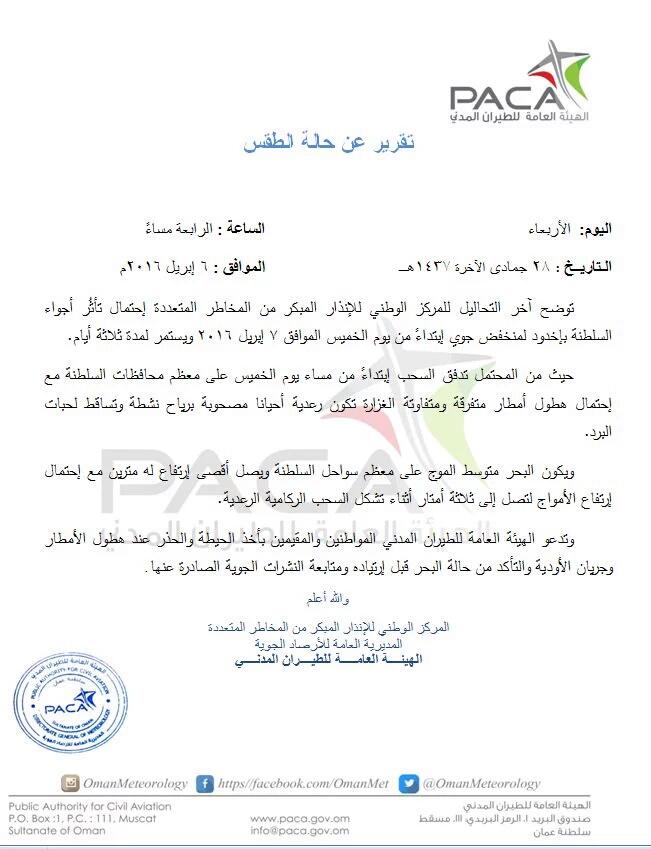 *الحالة هذه هي حالة عامة وتشمل الوسطى وظفار
تبدأ الخميس والجمعه
والأفضلية السبت والأحد
قد يمتد تأثيرها إلى الأثنين..