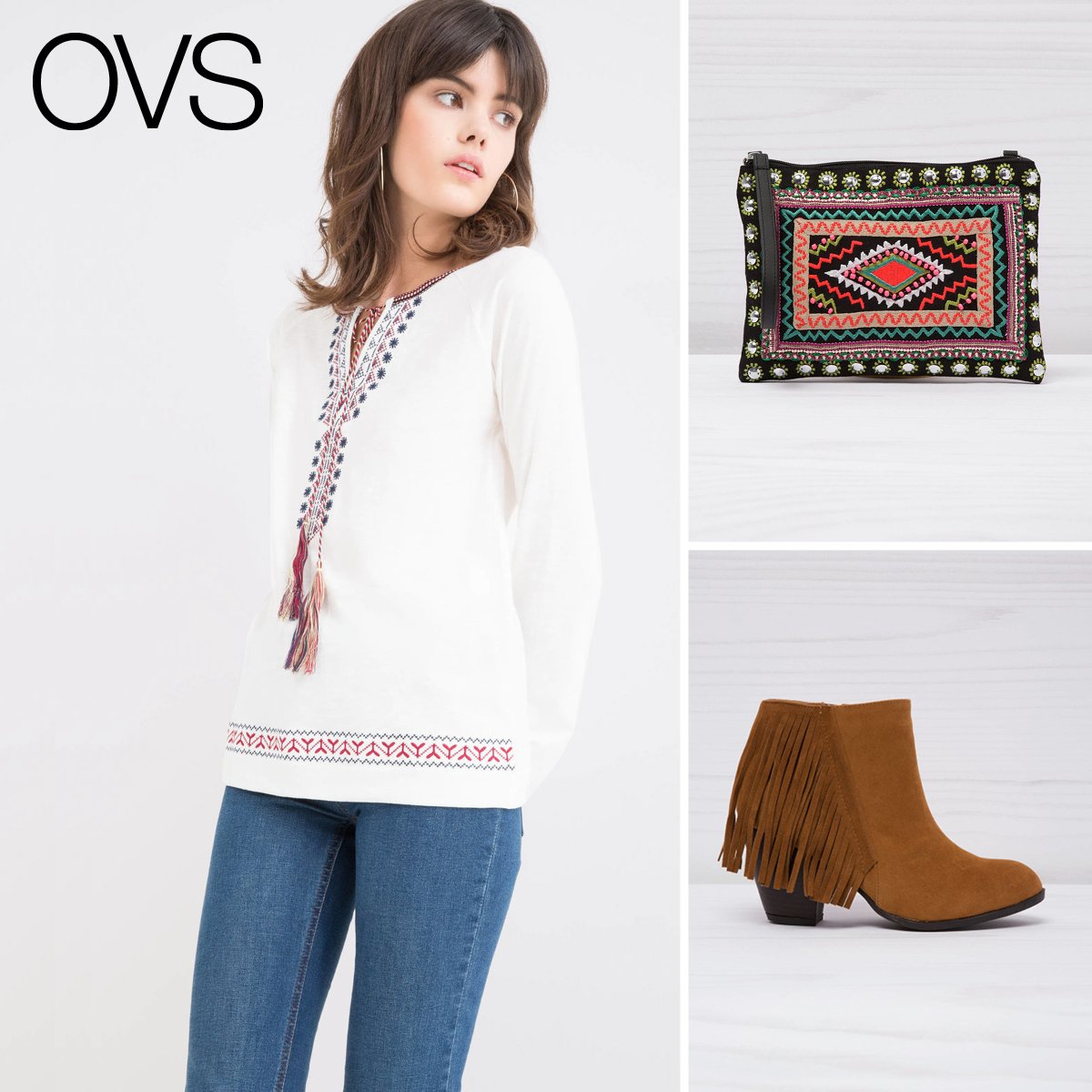 OVSofficial's tweet photo. Top e accessori decorati con motivi etnici, ricami e frange. New in now: https://t.co/vjbWT5eeyH #OVS #OVSss16 https://t.co/Ic6ewf4cJR