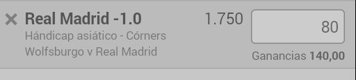 Bethard_'s tweet photo. 🔥 STAKE 8 
💰 CUOTA 1'75

⚽ REAL MADRID - WOLFSBURGO

🚩 HANDICAP ASIATICO CORNERS

SUERTE ! 💲🔥🔝🍀 https://t.co/cHNIvYgYDs