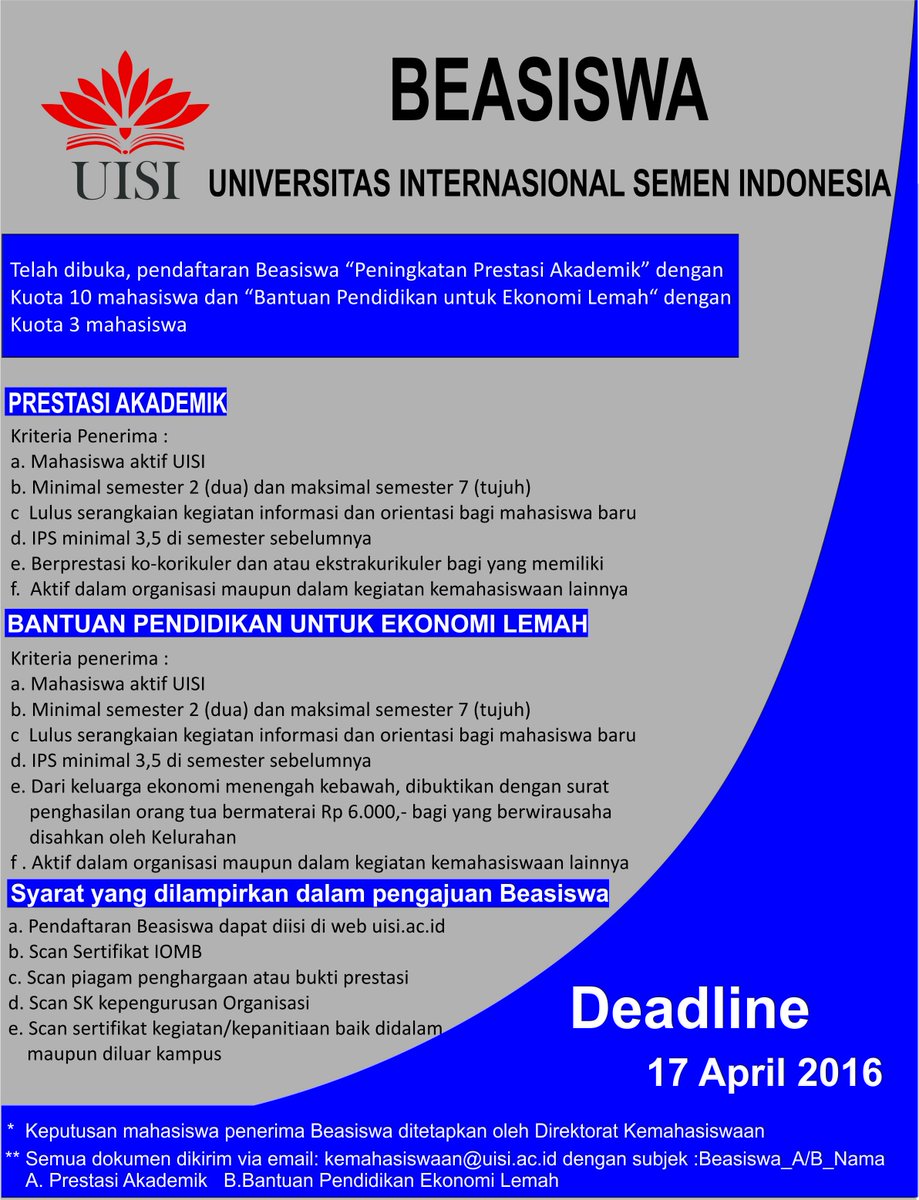 dirmawaUISI's tweet photo. Beasiswa UISI https://t.co/8iTT88HY1h https://t.co/ACnUJvXhHL