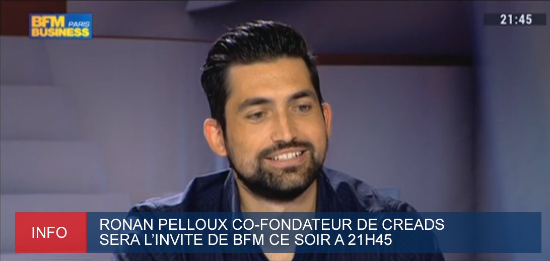 L’autre alternative au foot ce soir, c’est <a href="/ronanpelloux/">Ronan Pelloux</a> de Creads à 21h45 sur <a href="/bfmbusiness/">BFM Business</a> ! #interview #PSGMCI