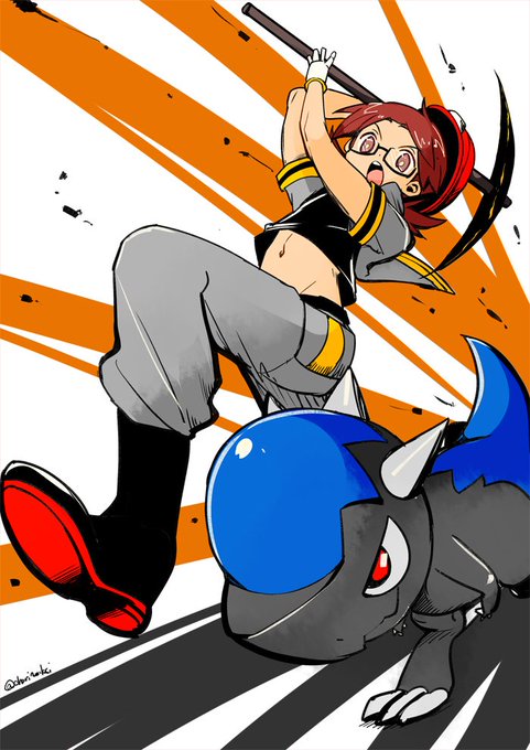 #ポケモントレーナー版深夜の真剣お絵描き60分一本勝負
ハイテンションなヒョウタとズガイドス 