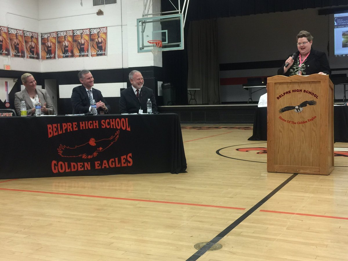 OHEducation's tweet photo. Belpre HS teacher talks teaching #CollegeCreditPlus and making a real difference for her students! #OHSOTS #OhioEd https://t.co/X7FUqx4JV1