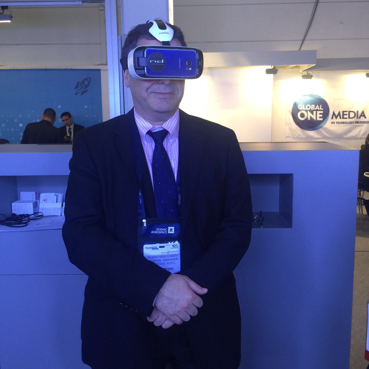 neutraldigital's tweet photo. Middle East Airlines @MEAAIRLIBAN having fun in #VR @aix_expo #AIX2016 #3D60 #AvGeek #PaxEx https://t.co/AdCM2iAxQg